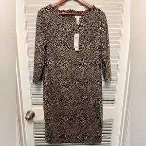 Chico's So Slimming Leopard Print 3/4 Sleeve Dress